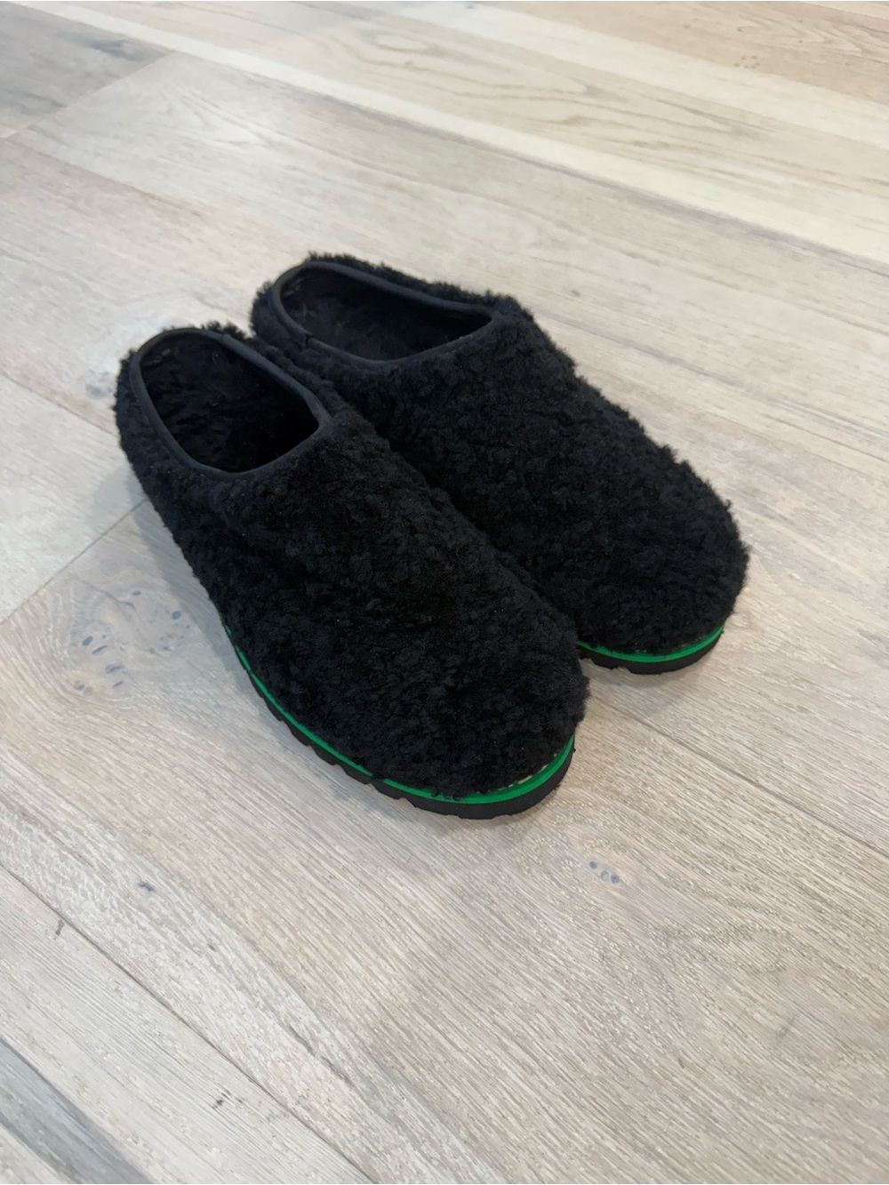 Diemme Maggiore Black Shearling Mule Clogs Made in Italy